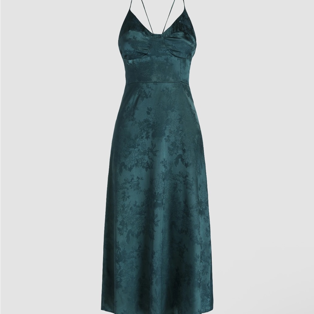 Cider Turquoise Blue Slip Midi Dress Spaghetti Strap Sleeveless